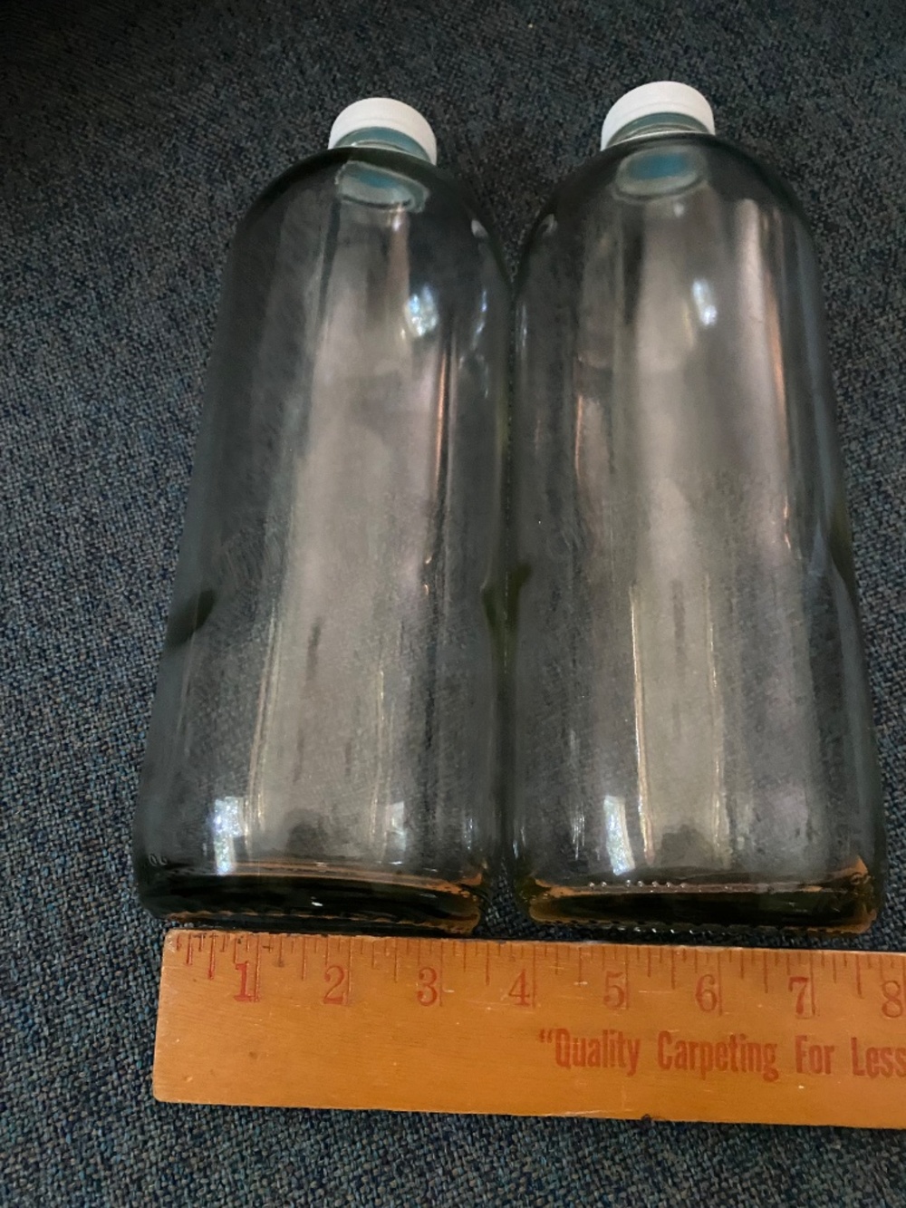 💧Two 48 oz. Large Thick Glass Jugs Screw on Plastic Cap Water Storage Home Brew - Picture 7 of 11